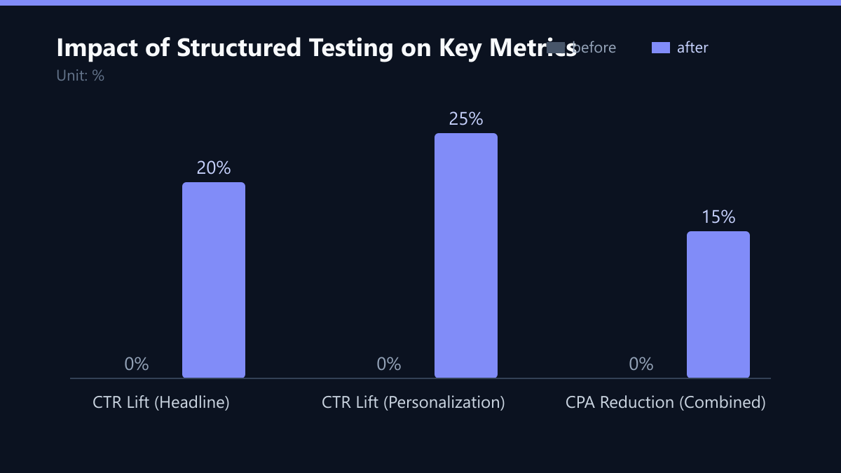 Impact of Structured Testing on Key Metrics: Vorher-Nachher-Vergleich der Werte in %