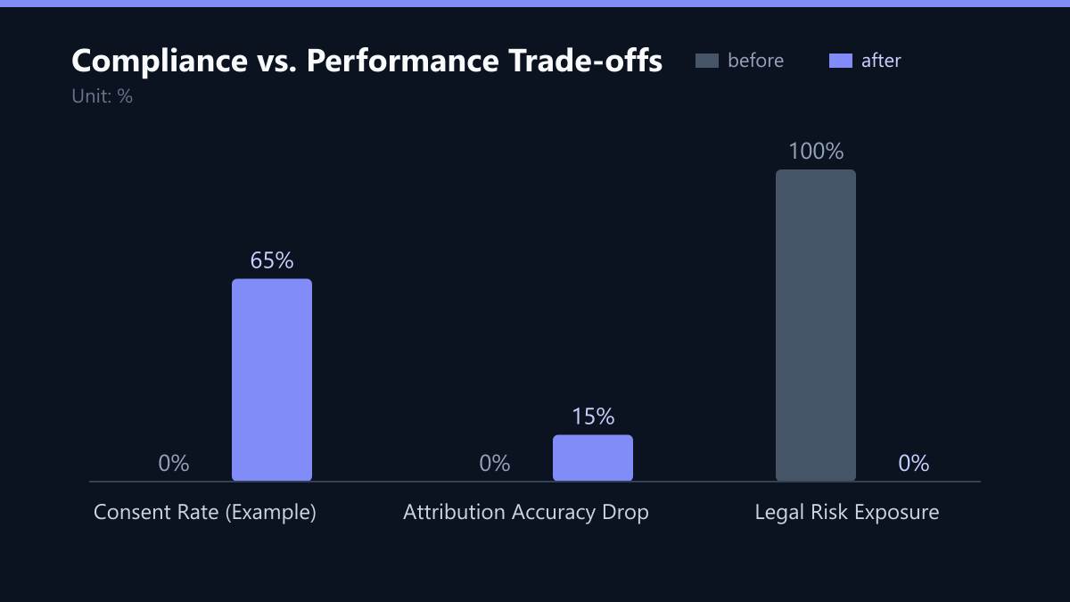 Compliance vs. Performance Trade-offs: Vorher-Nachher-Vergleich der Werte in %