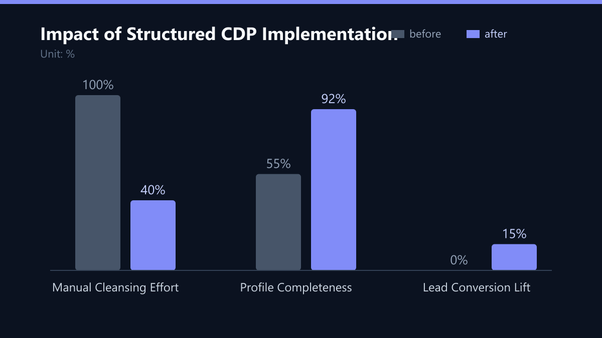 Impact of Structured CDP Implementation: Vorher-Nachher-Vergleich der Werte in %