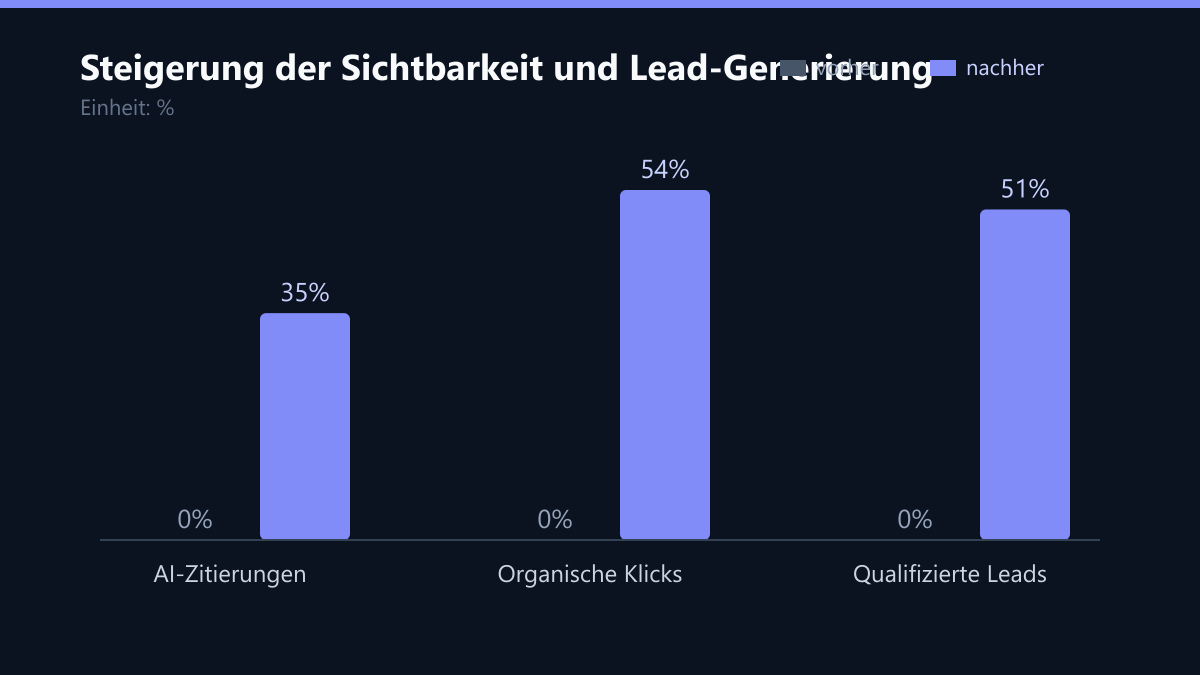Steigerung der Sichtbarkeit und Lead-Generierung: Vorher-Nachher-Vergleich der Kennzahlen in %