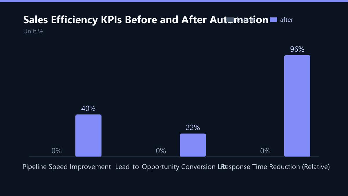 Sales Efficiency KPIs Before and After Automation: Vorher-Nachher-Vergleich der Kennzahlen in %