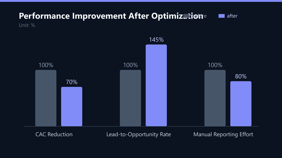 Performance Improvement After Optimization: Vorher-Nachher-Vergleich der Kennzahlen in %