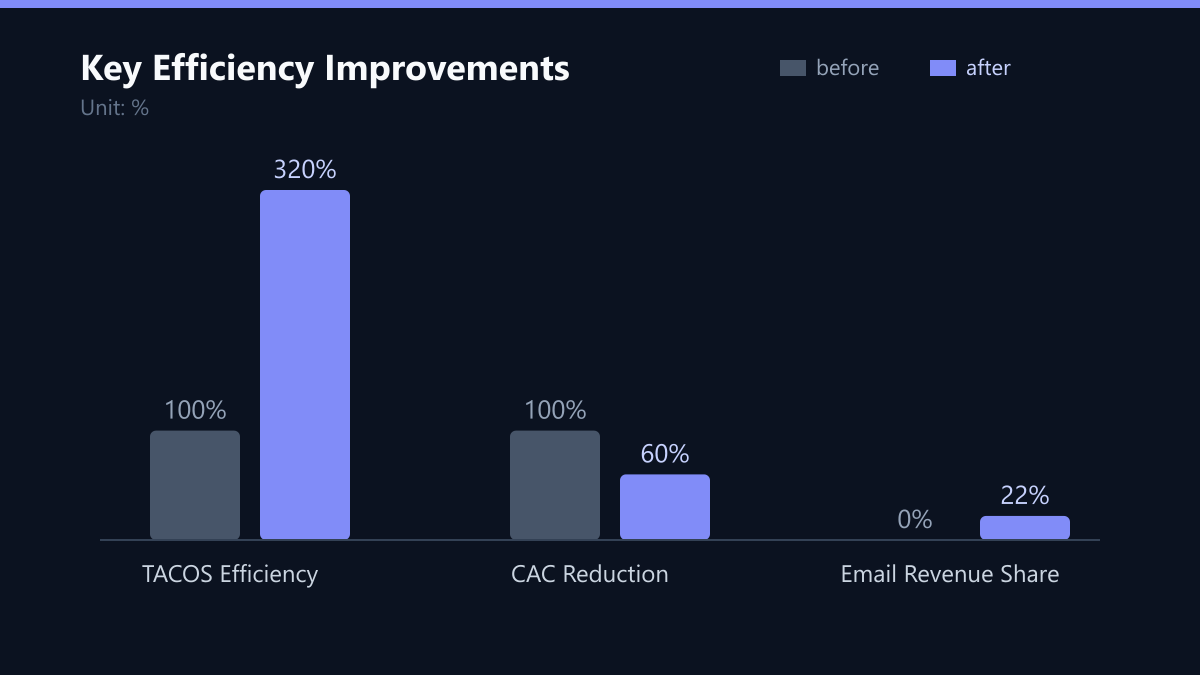 Key Efficiency Improvements: Vorher-Nachher-Vergleich der Kennzahlen in %