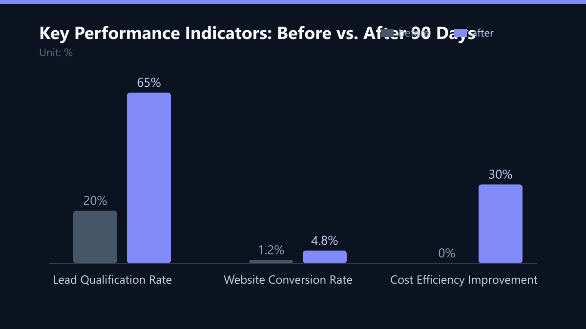 Key Performance Indicators: Before vs. After 90 Days: Vorher-Nachher-Vergleich der Kennzahlen in %